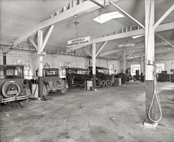 Rockville, Maryland, in 1926. "Montgomery County Motor Co." A backstage look at this fine establishment. National Photo Co. glass negative. View full size.