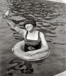 "Valentine in pool." The actress Grace Valentine circa 1920. View full size. 5x7 glass negative, George Grantham Bain Collection.