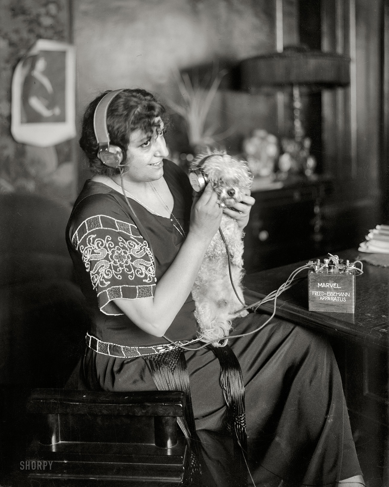 New York. April 18, 1922. "Muzio." The Metropolitan Opera soprano Claudia Muzio and her radio-controlled dog. Bain News Service. View full size.
