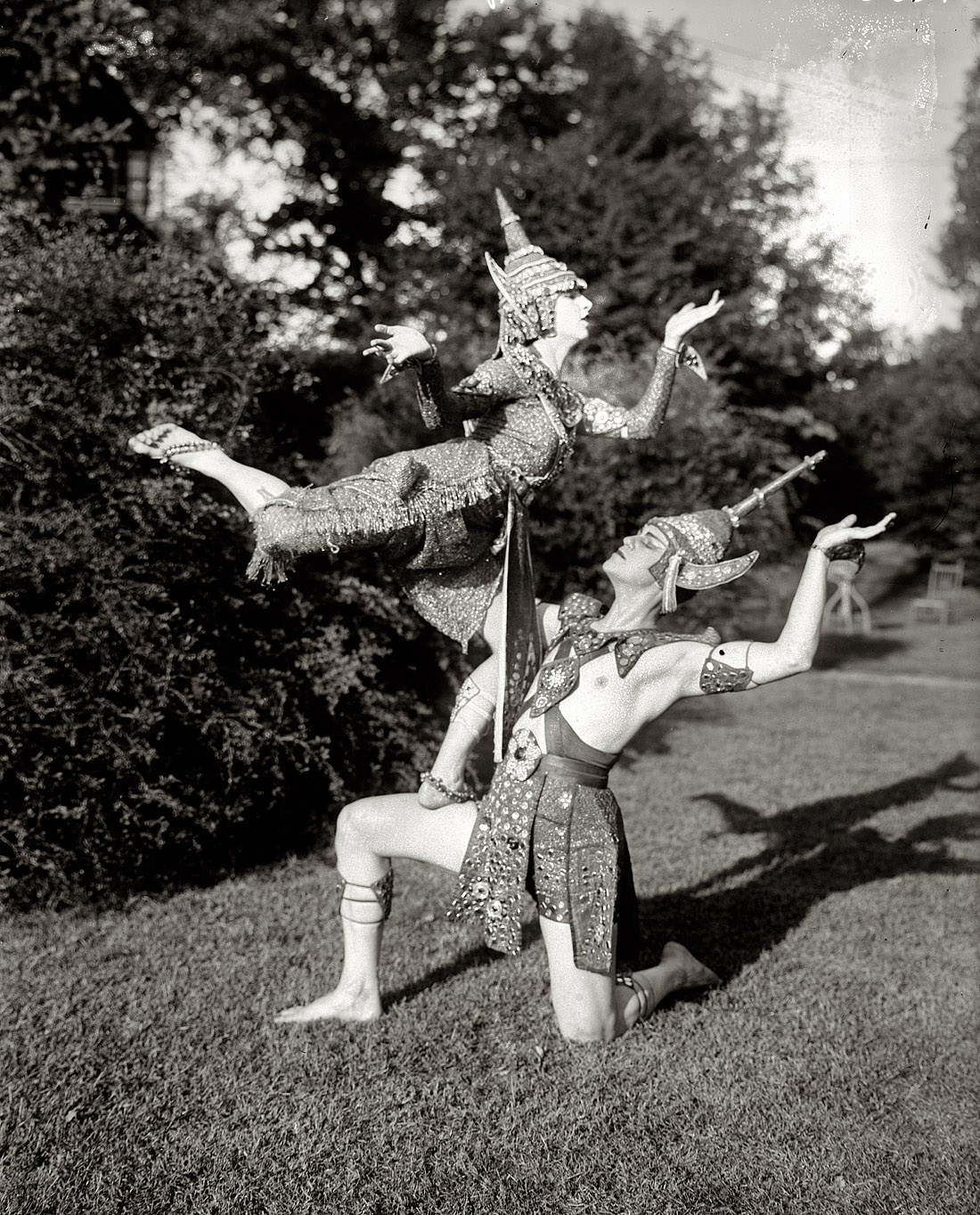 Ruth St. Denis and husband Ted Shawn, of the Denishawn dance company, strike a pose circa 1920. View full size. George Grantham Bain Collection.