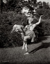 Ruth St. Denis and husband Ted Shawn, of the Denishawn dance company, in the back yard circa 1920. View full size. George Grantham Bain Collection.
