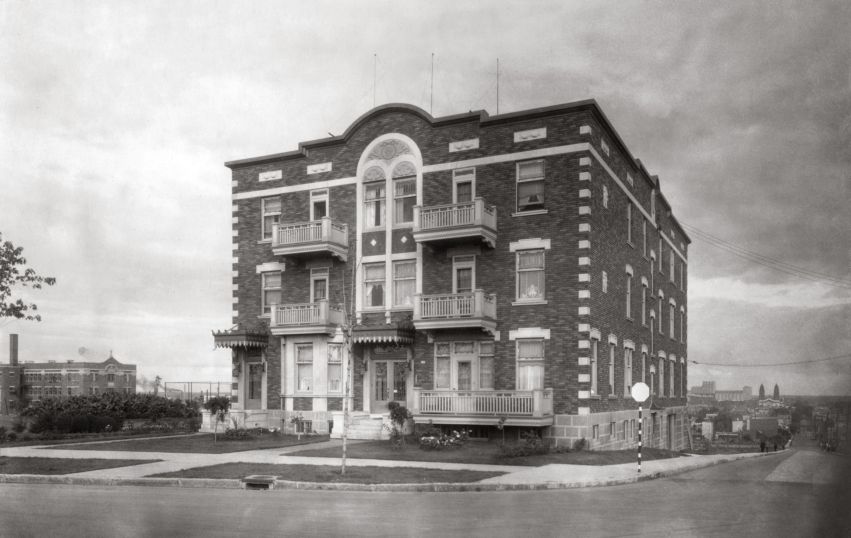 My great-grandfather Napoleon Senecal's building at 3520 Sherbrooke Street East, Montreal, Quebec, Canada in 1931. View full size.