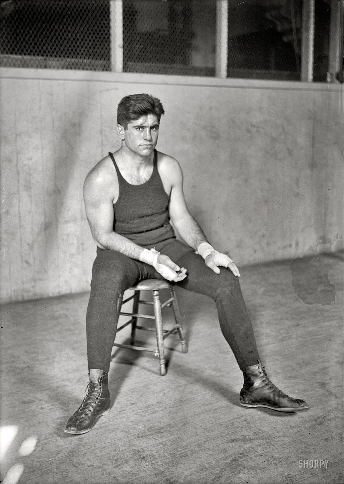 April 1923. "Firpo." The Argentine heavyweight boxer Luis Angel Firpo in New York.  5x7 glass negative, George Grantham Bain Collection. View full size.