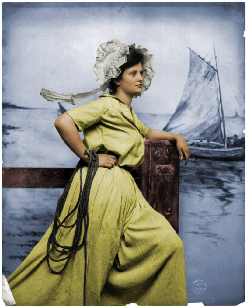 This is a colorized version of  On a Pier: c. 1902 . View full size.
