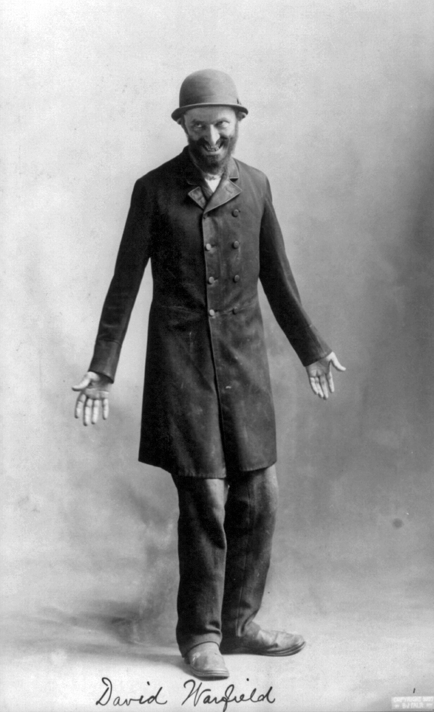 Character actor David Warfield dressed as a tramp. Photograph by B.J. Falk, c. 1897. View full size.