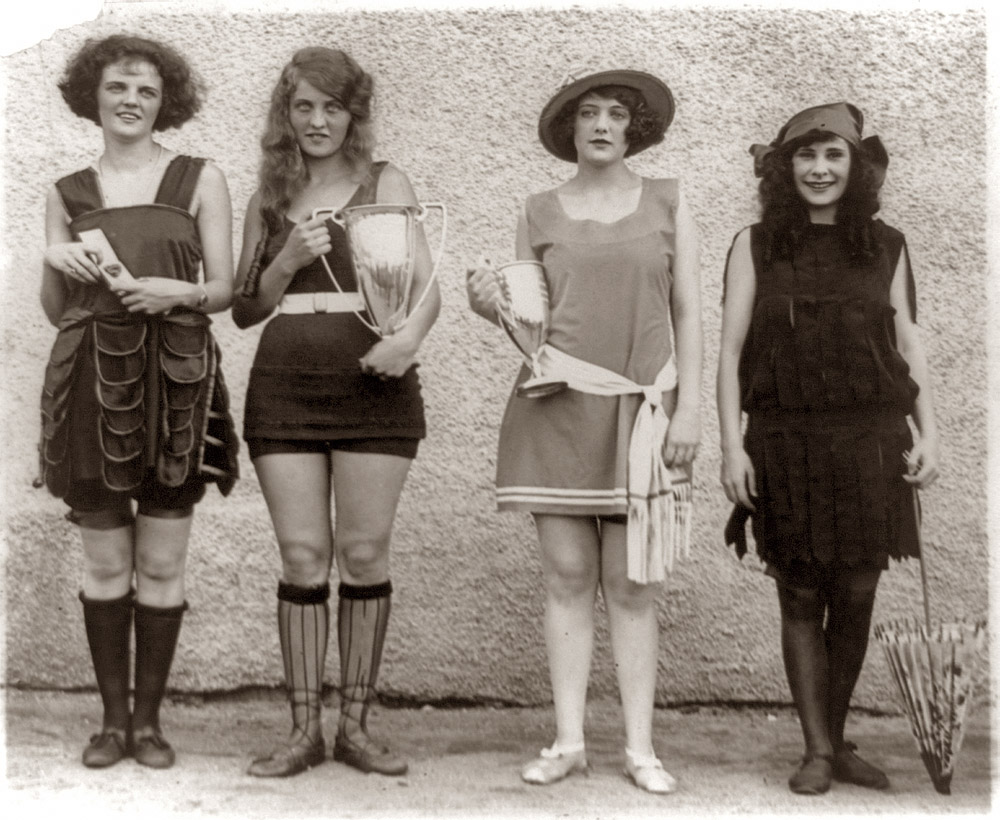 Four prize winners in the 1922 beauty show at Washington Bathing Beach, Washington, D.C. Left to right: Gay Gatley, Eva Fridell, Anna Niebel, Iola Swinnerton. View full size. National Photo Company Collection.