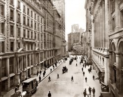 Broad Street south from Wall Street, 1911. View full size. Irving Underhill.
