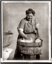 The title of this 1905 photo by George Lawrence is "Rubbing," with a copyright assigned to Cluett, Peabody & Co., which in the 1930s developed the Sanforization pre-shrink process for cottons. View full size.