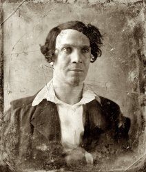 Circa 1844-1860 daguerreotype from the studio of Mathew Brady. "Unidentified man, head-and-shoulders portrait, facing slightly right." View full size.