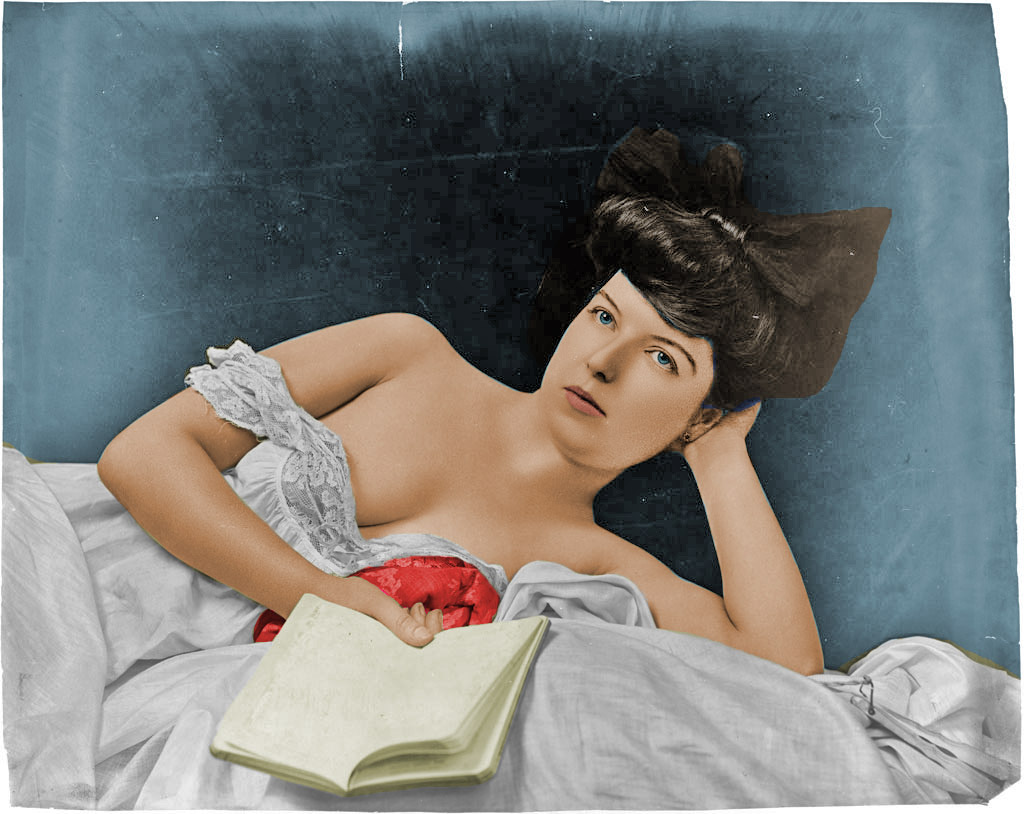 This is a colorized version of Model with Book . View full size.