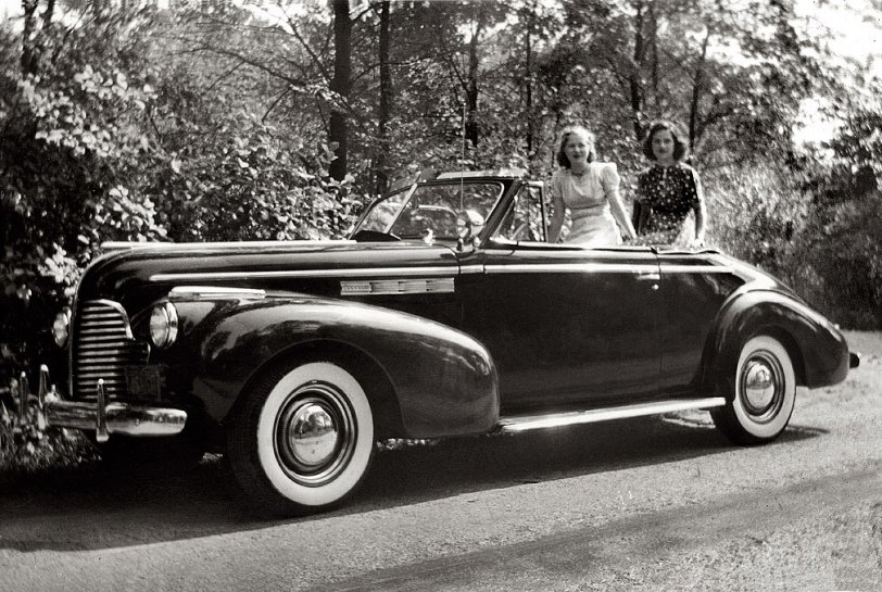 Another found snapshot.  Can someone please identify the car?  [It's a 1940 Buick. - Dave] View full size.
