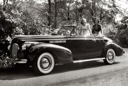 Another found snapshot.  Can someone please identify the car?  [It's a 1940 Buick. - Dave] View full size.
It&#039;s a BuickThis is a 1940 Buick Convertible Coupe.
(ShorpyBlog, Member Gallery, Cars, Trucks, Buses)
