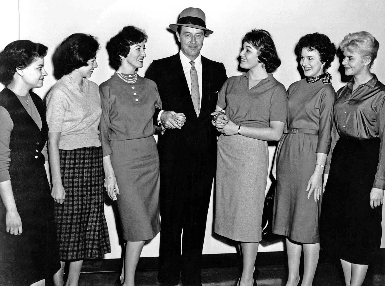 My mother, Louise Lurie Hurvitz, second from left, meeting actor Ray Milland at WBBM-TV in Chicago. She was in charge of publicity for the station and frequently greeted notables who came to the Windy City, including actors Milland, Charlton Heston and, most notably, Senator John F. Kennedy and Vice President Richard M. Nixon, who faced off for their historic 1960 Presidential debate in the station's studios. View full size.