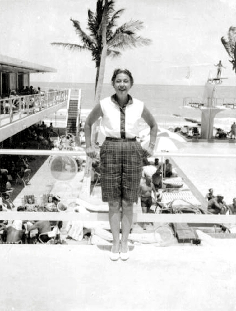 Actually, she lived in Miami Beach, happily, with my uncle. Here she is pictured poolside above a Miami hotel, although I'm unsure which one. I believe this photo is from the early-mid 1960s.