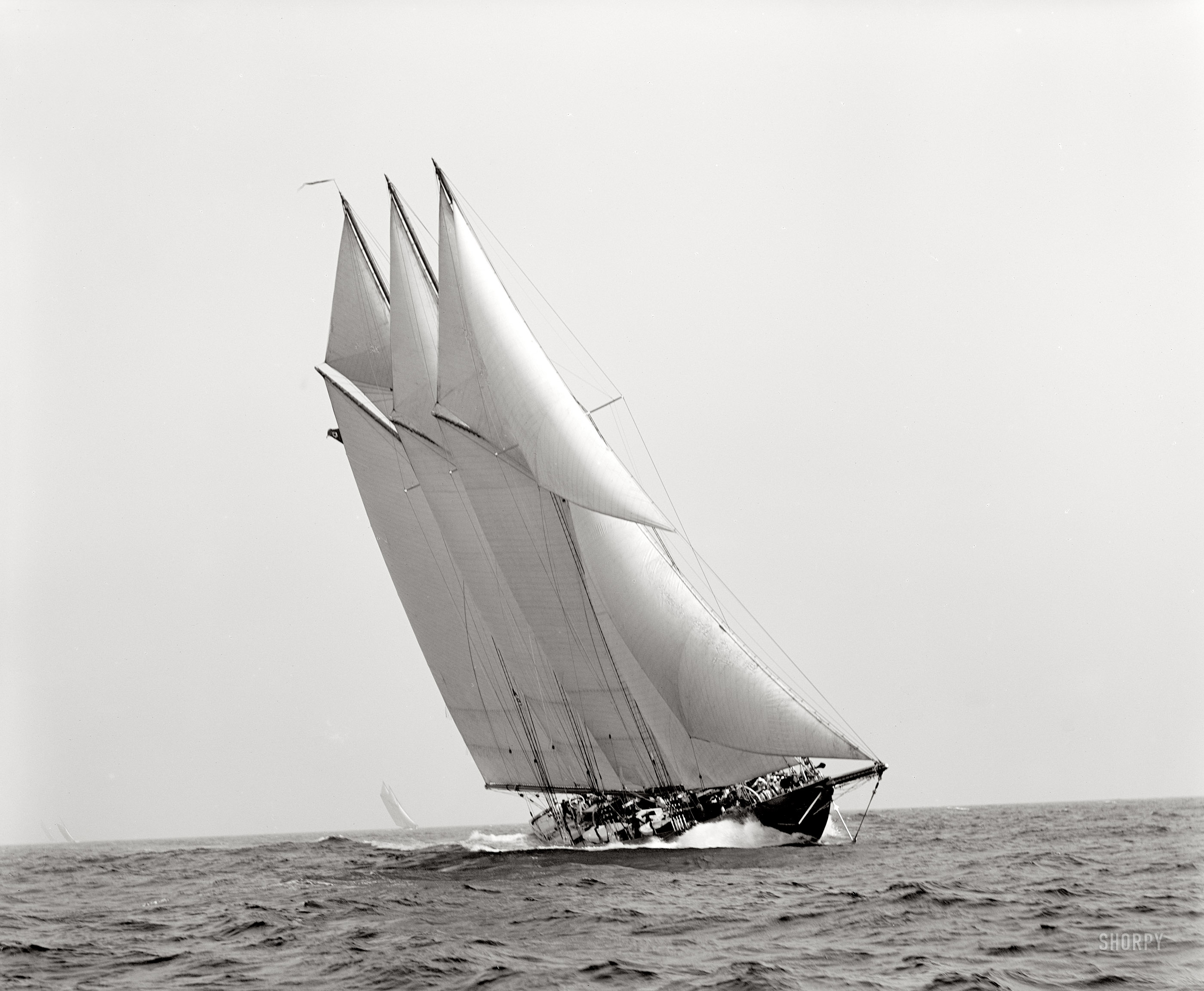 August 17, 1904. "Atlantic at sail." 8x10 inch dry plate glass negative, Detroit Publishing Company. View full size.