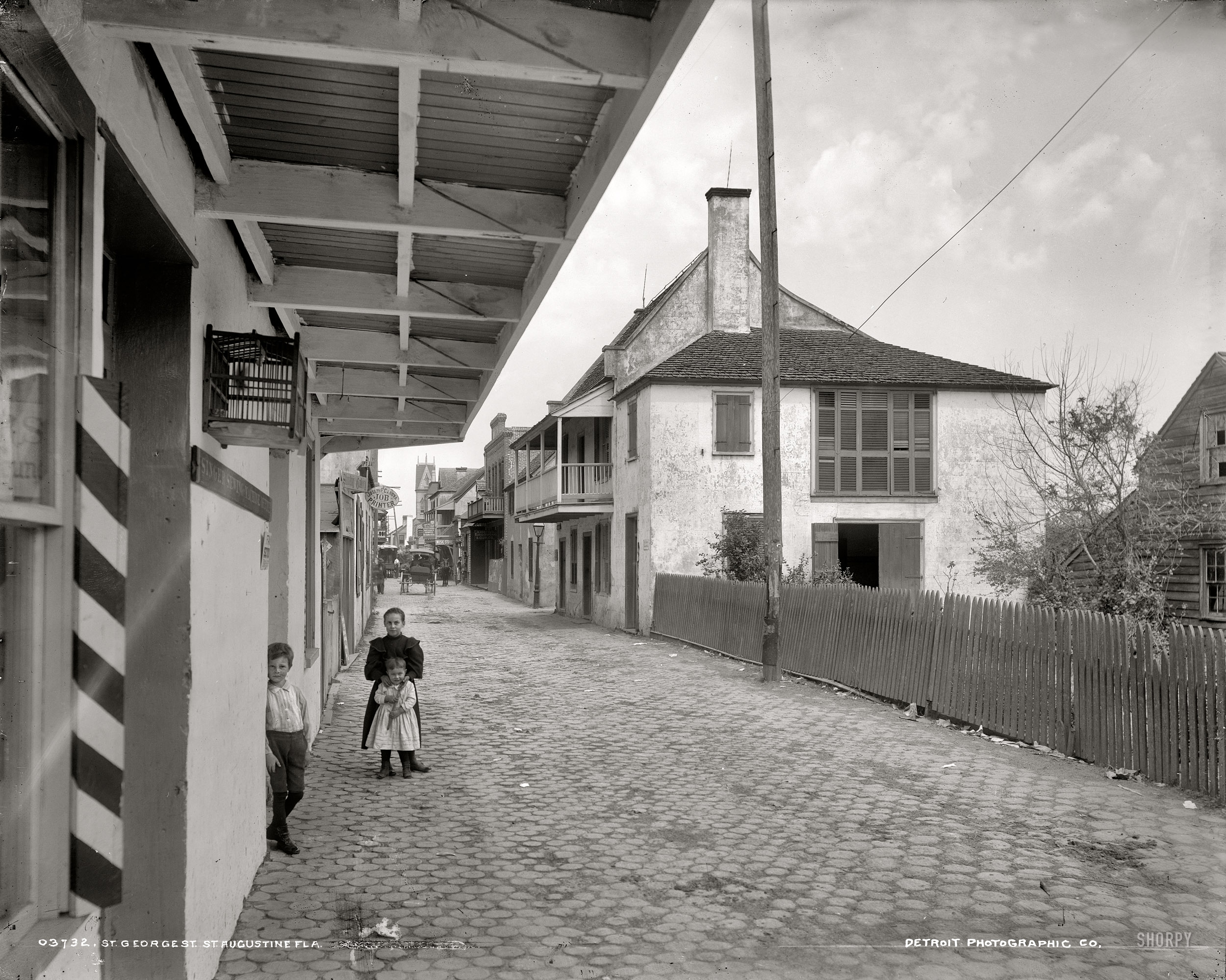 Florida circa 1894. "St. George Street, St. Augustine." 8x10 inch glass negative by William Henry Jackson. View full size.