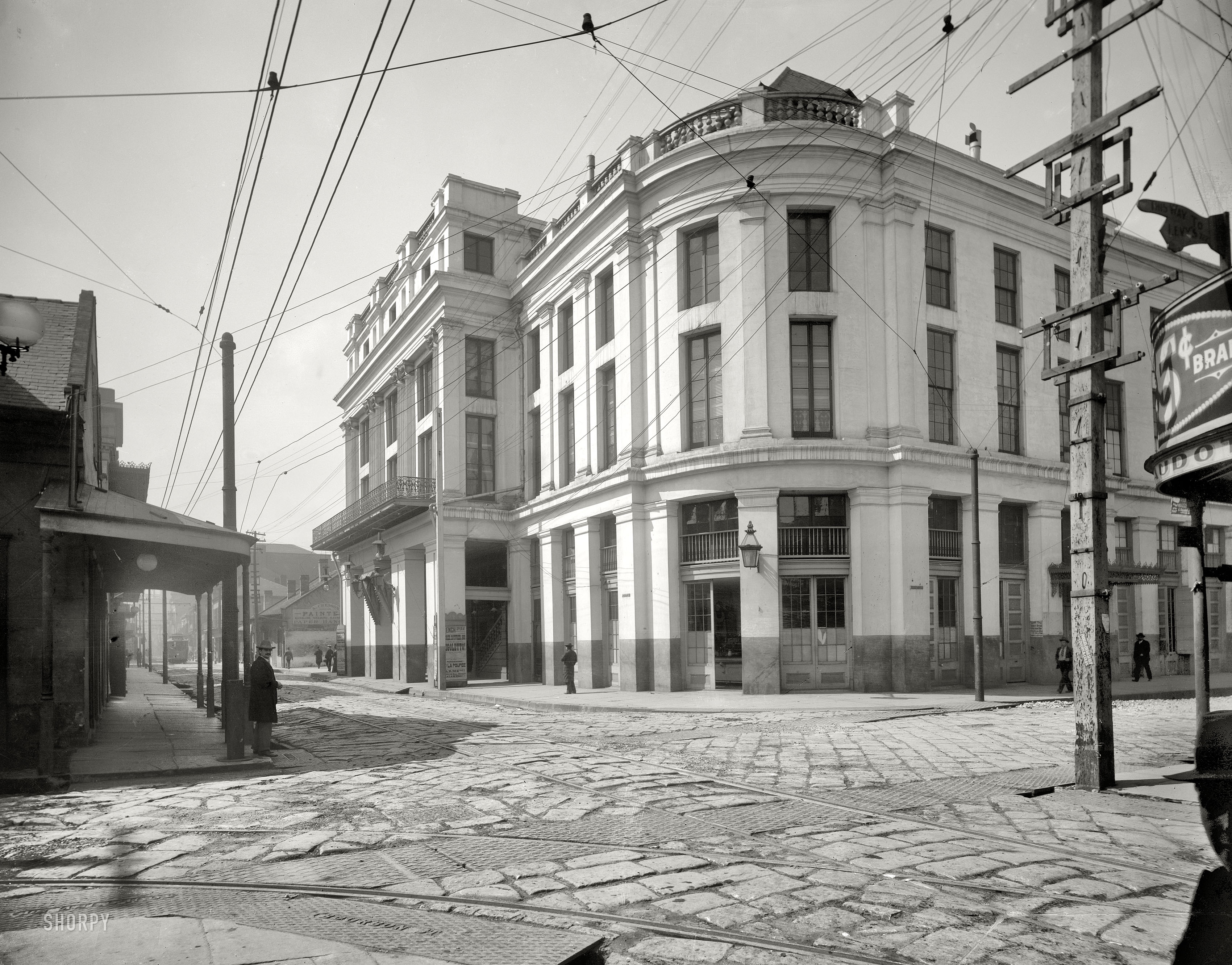 Circa February 1900. "French Opera House, New Orleans." 8x10 inch dry plate glass negative, Detroit Publishing Company. View full size.