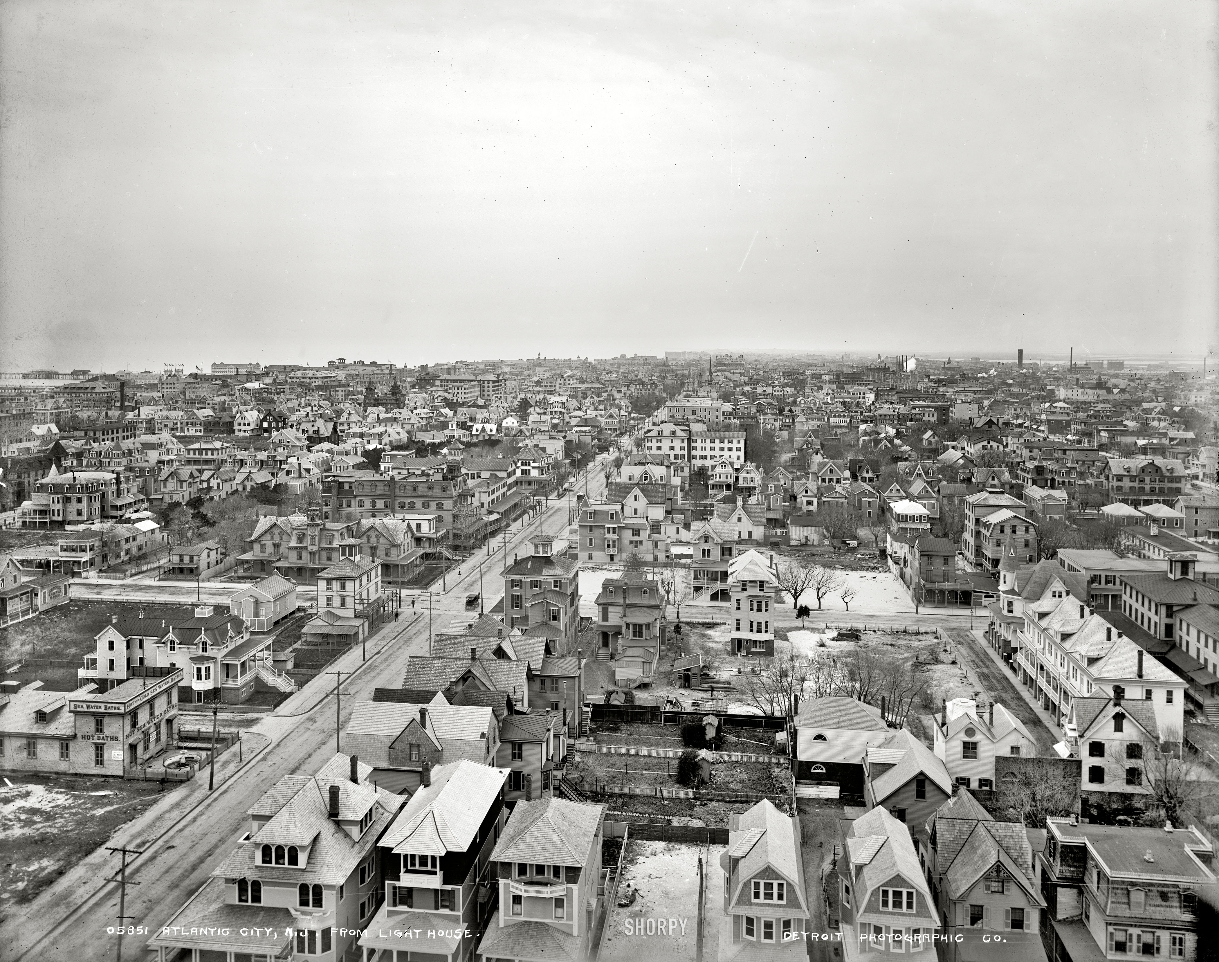 New Jersey circa 1900. "Atlantic City from lighthouse." To be continued! Detroit Publishing Company glass negative. View full size.