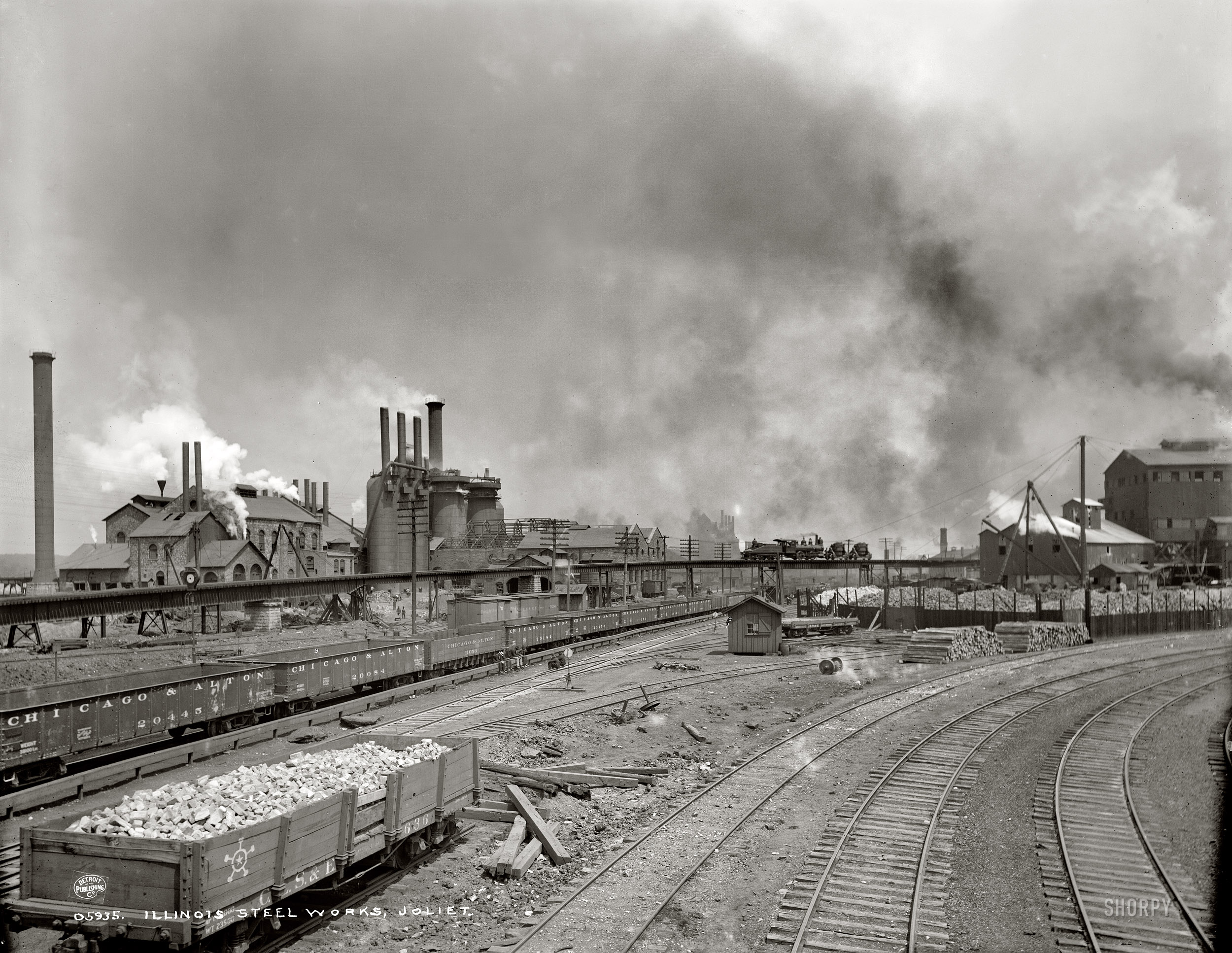 Circa 1900. "Illinois Steel Works, Joliet." Detroit Publishing Co. View full size.