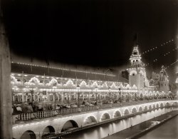"Luna Park at night." Third in a series of Detroit Publishing glass negatives showing the Coney Island attraction  at night circa 1905. View full size.