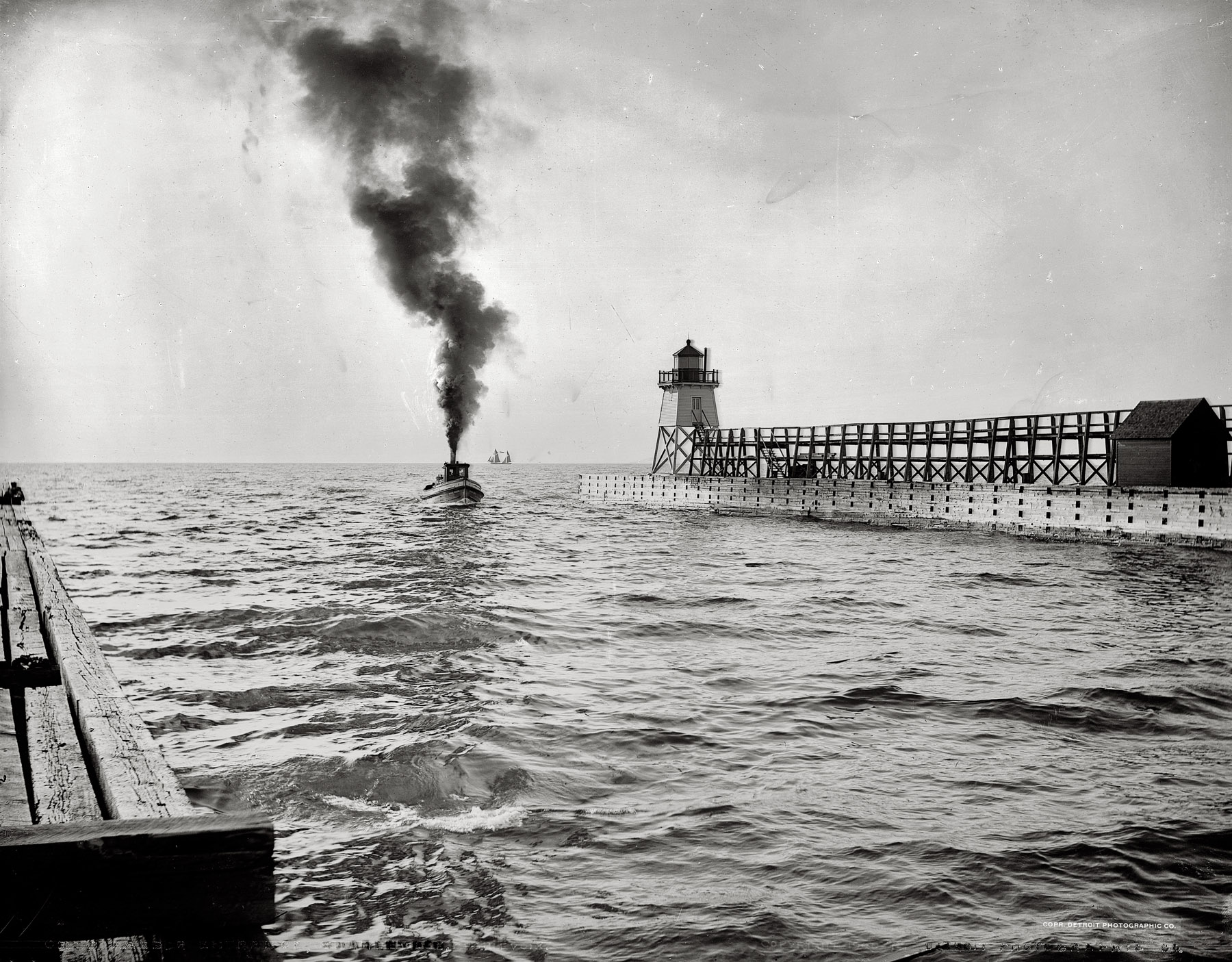 "Harbor entrance and light house, Charlevoix, Michigan," circa 1900. Detroit Publishing Company glass negative, Library of Congress. View full size.