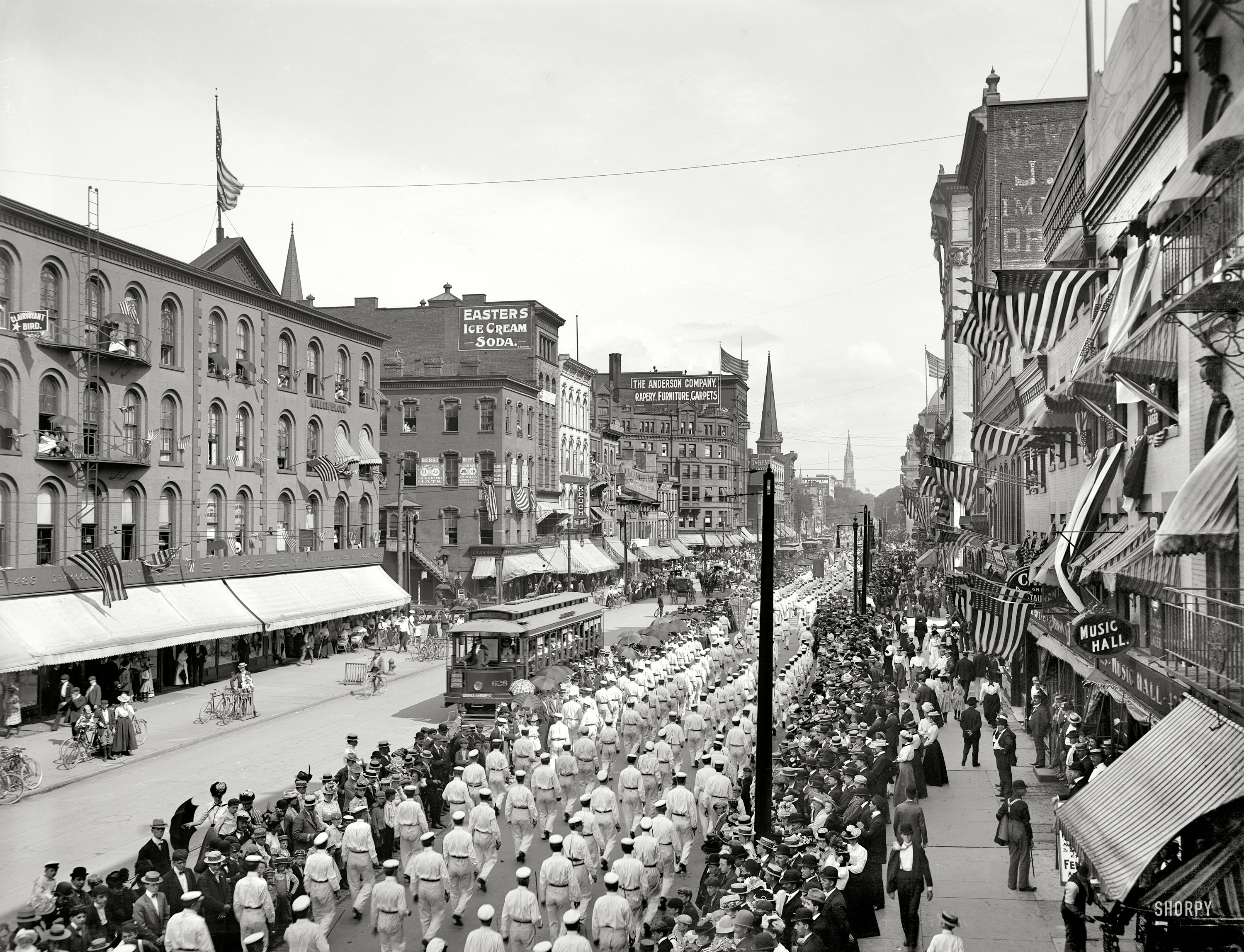 Buffalo, N.Y., 1900. "Labor Day parade, Main Street." The city's Good Humor men pass in review. 8x10 glass negative, Detroit Publishing Co. View full size.