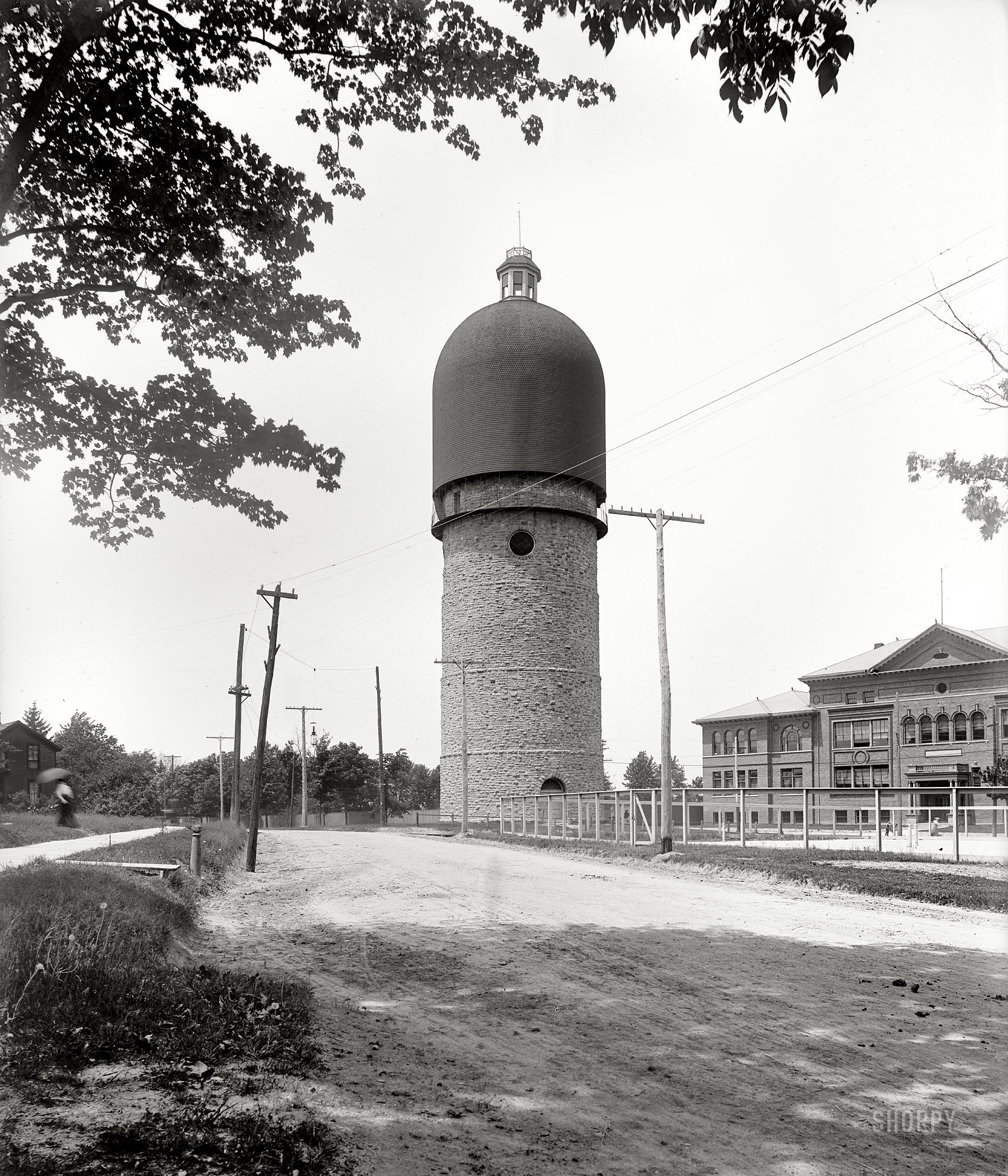 Ypsilanti, Michigan, circa 1900. "Water tower." 8x10 inch dry plate glass negative, Detroit Publishing Company. View full size.