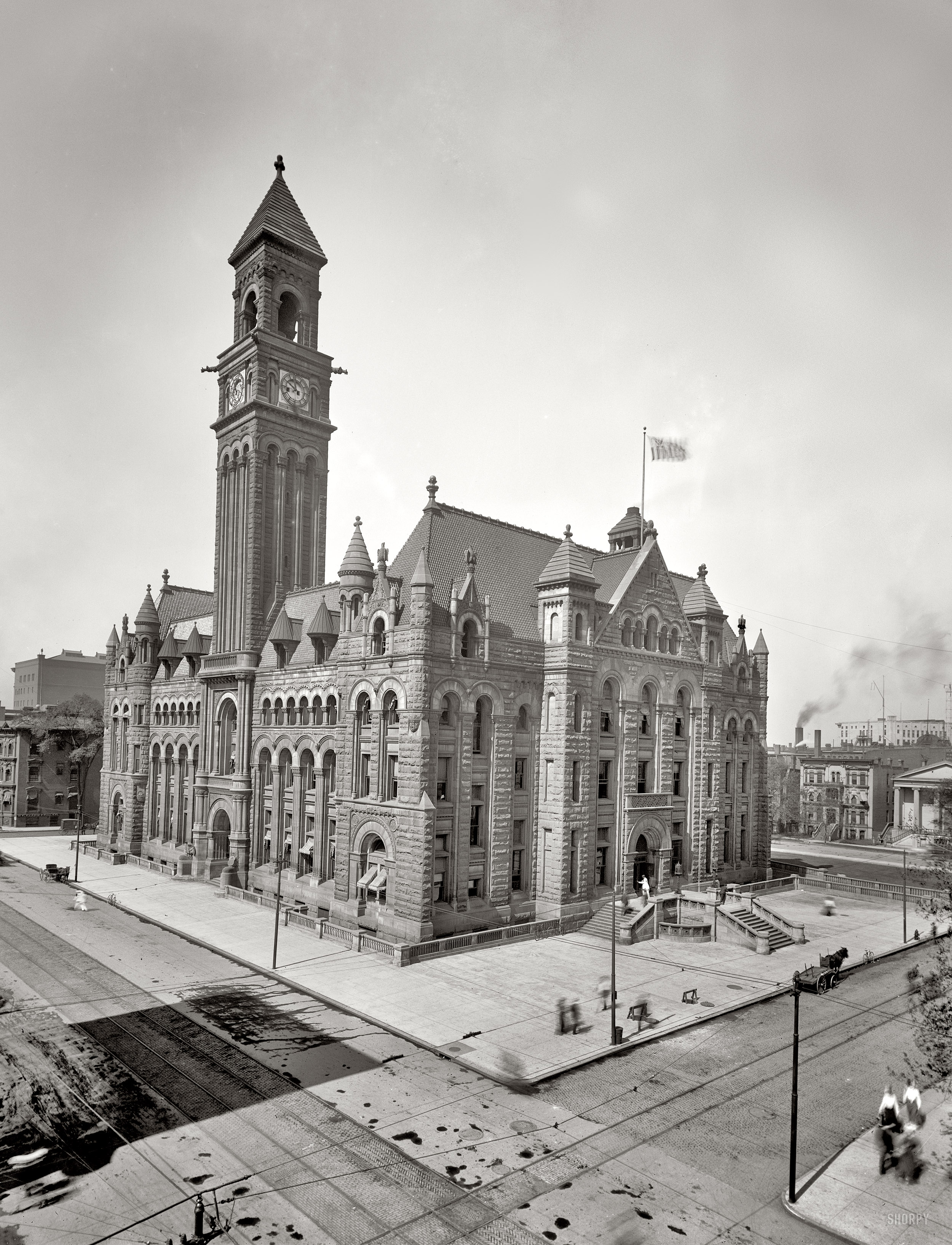 Detroit, Michigan, circa 1902. "Post Office." 8x10 inch dry plate glass negative, Detroit Publishing Company. View full size.