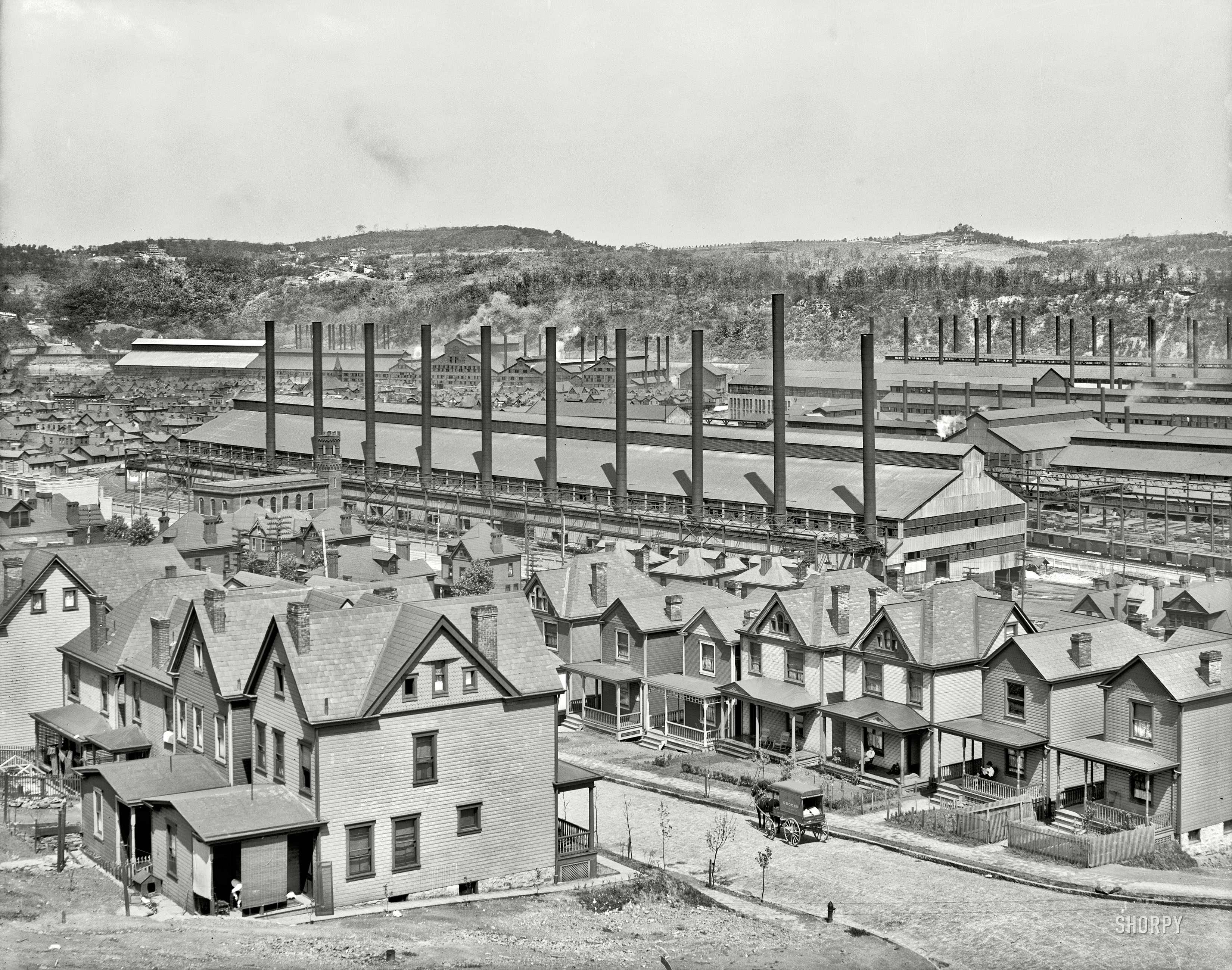 Homestead, Pennsylvania, circa 1910. "Homestead Steel Works, Carnegie Steel Co." 8x10 inch dry negative, Detroit Publishing Company. View full size.