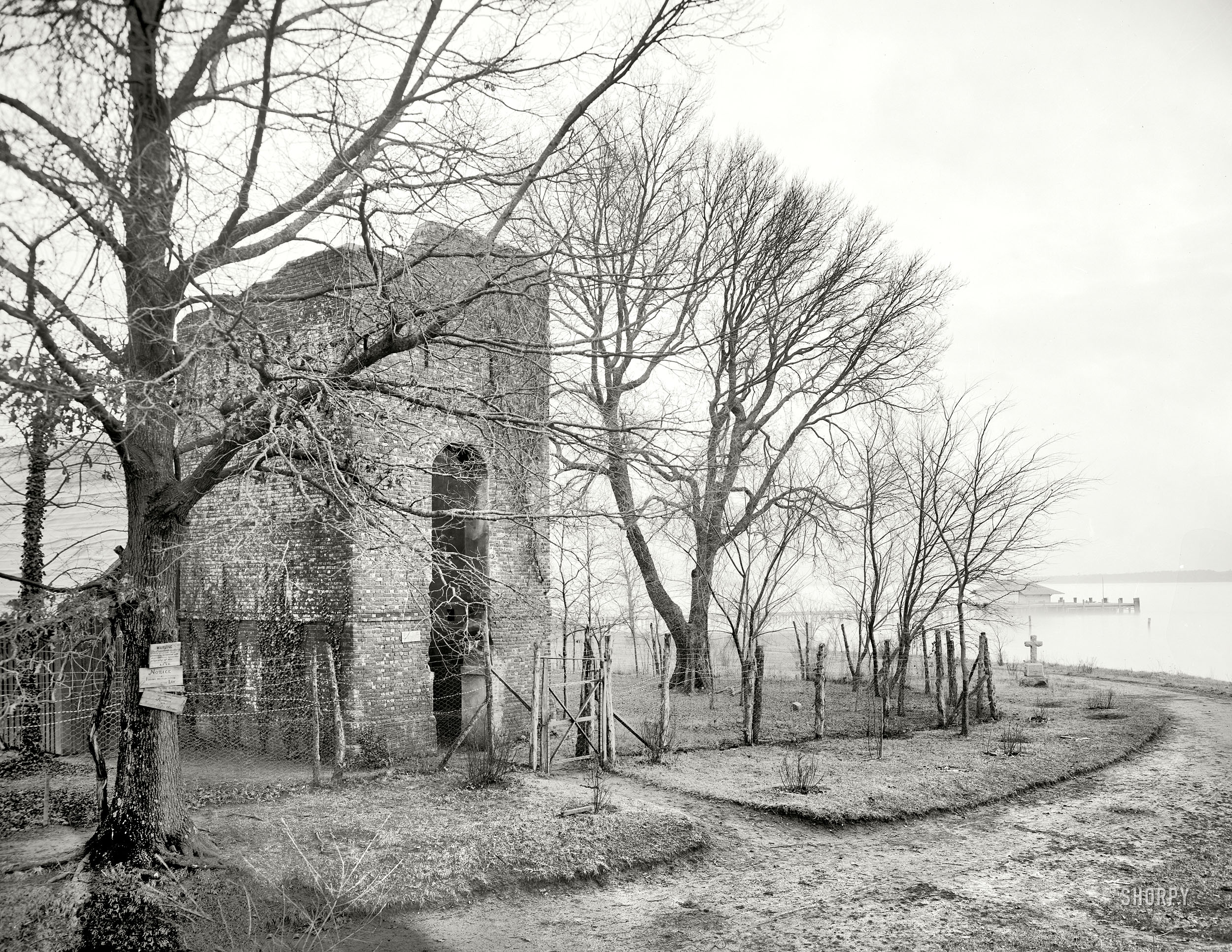 Circa 1905. "Old church at Jamestown, Virginia." Please, no pilfering. 8x10 inch dry plate glass negative, Detroit Publishing Company. View full size.