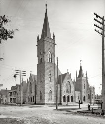 Circa 1904. "Jacksonville, Florida. First Presbyterian Church." 8x10 inch dry plate glass negative, Detroit Publishing Company. View full size.
