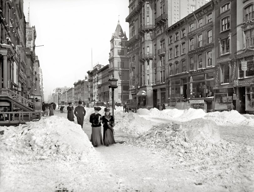 New York circa 1905. "Fifth Avenue after a snow storm." 8x10 inch dry plate glass negative, Detroit Publishing Company. View full size.
