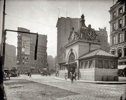 Boston, Massachusetts, circa 1905. "Adams Square Station." 8x10 inch dry plate glass negative, Detroit Publishing Company. View full size.