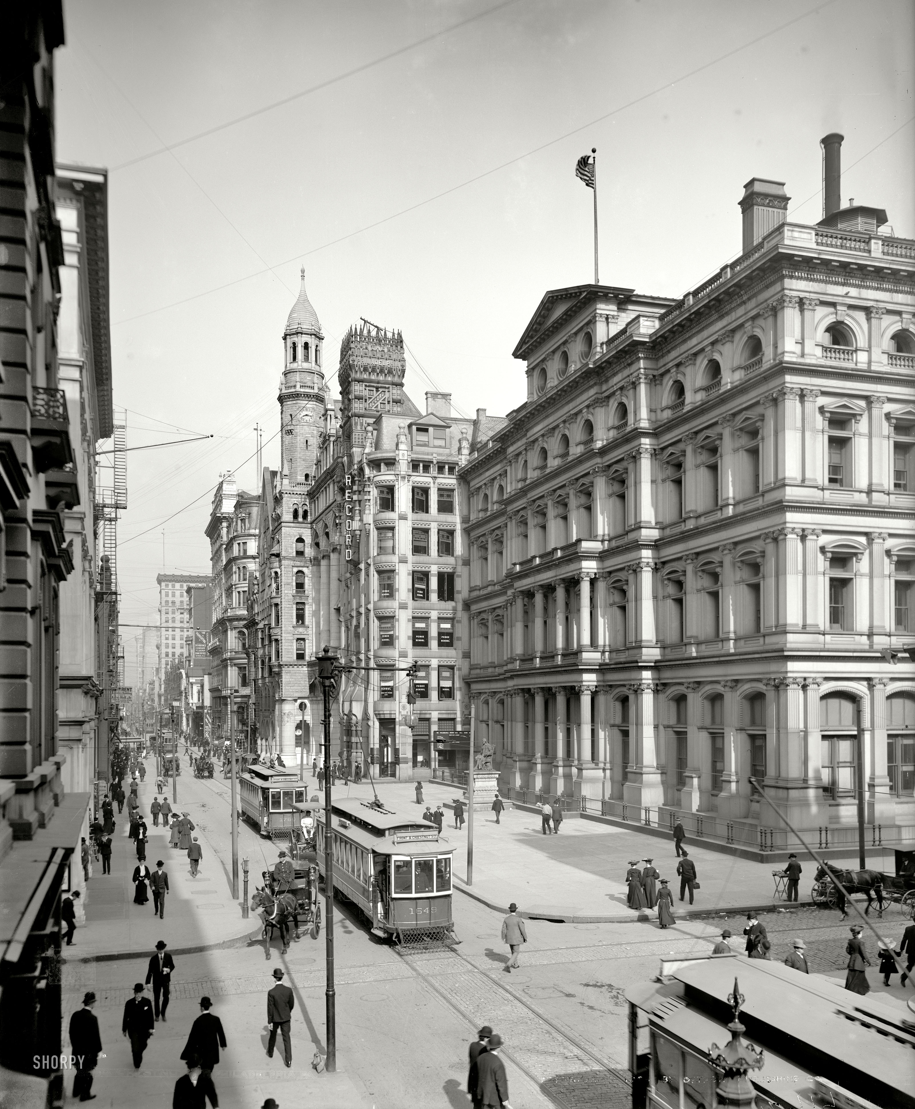 Philadelphia circa 1906. "Chestnut Street." Continuing the nutty theme of recent posts. 8x10 inch dry plate glass negative, Detroit Publishing Co. View full size.