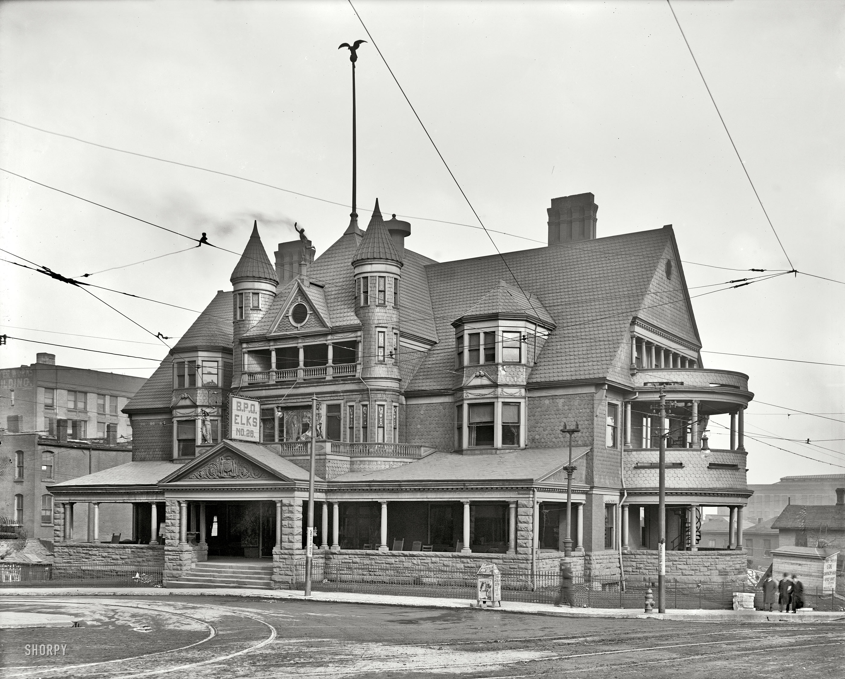 Kansas City, Missouri, circa 1906. "Elks Club." Welcome to B.P.O.E. 26. Detroit Publishing Company glass negative. View full size.