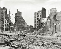San Francisco after the earthquake and fire of April 1906. "Turk Street, from the corner of Market and Mason." Detroit Publishing Company. View full size.