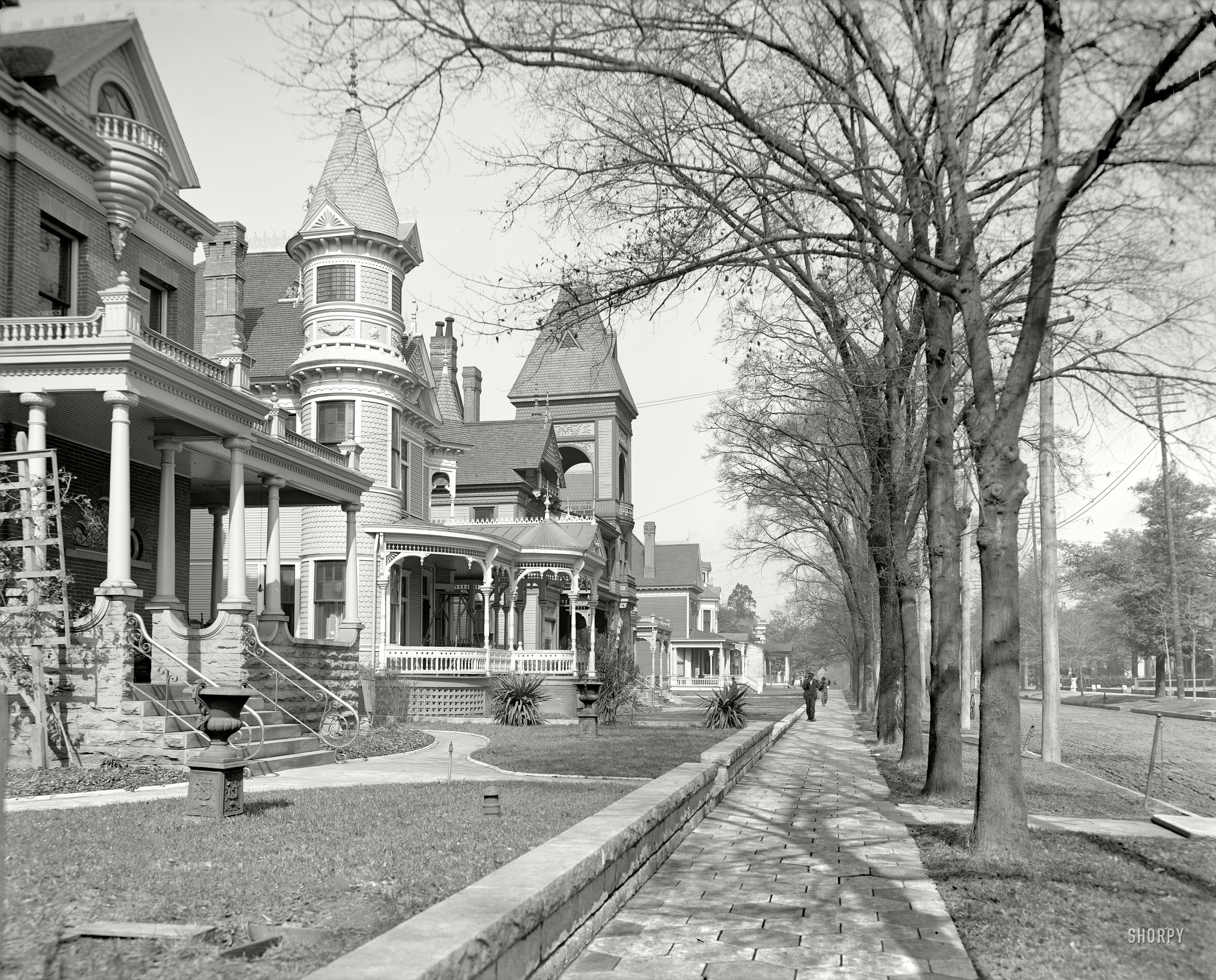 Montgomery, Alabama, circa 1906. "Perry Avenue." 8x10 inch dry plate glass negative, Detroit Publishing Company. View full size.