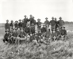Long Island, New York, circa 1898. "Boys of the 71st N.Y. at Montauk Point after return from Cuba." Detroit Publishing Company glass negative. View full size.