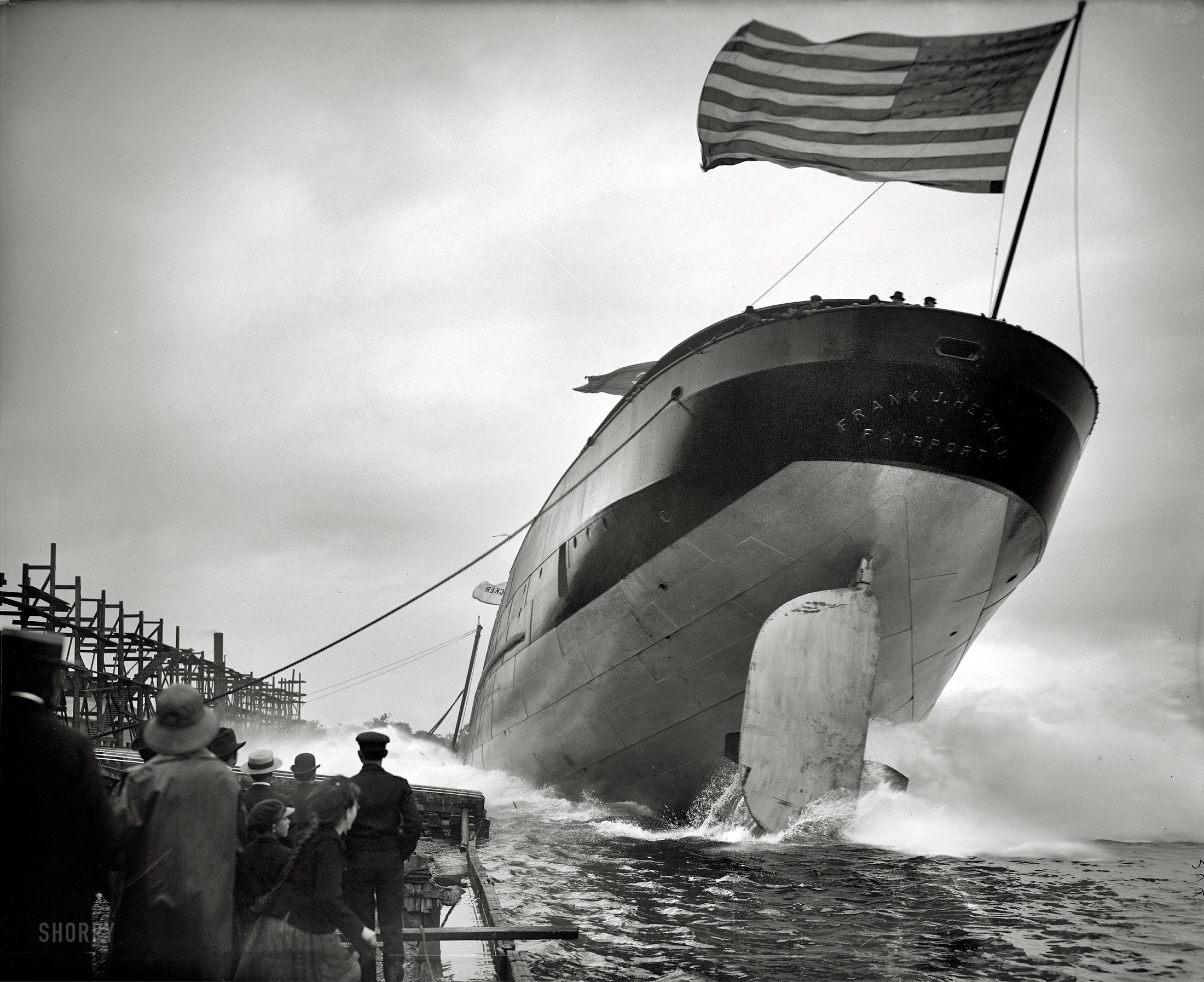 September 2, 1905. St. Clair, Michigan. "Launch of steamer Frank J. Hecker." 8x10 inch dry plate glass negative, Detroit Publishing Company. View full size.