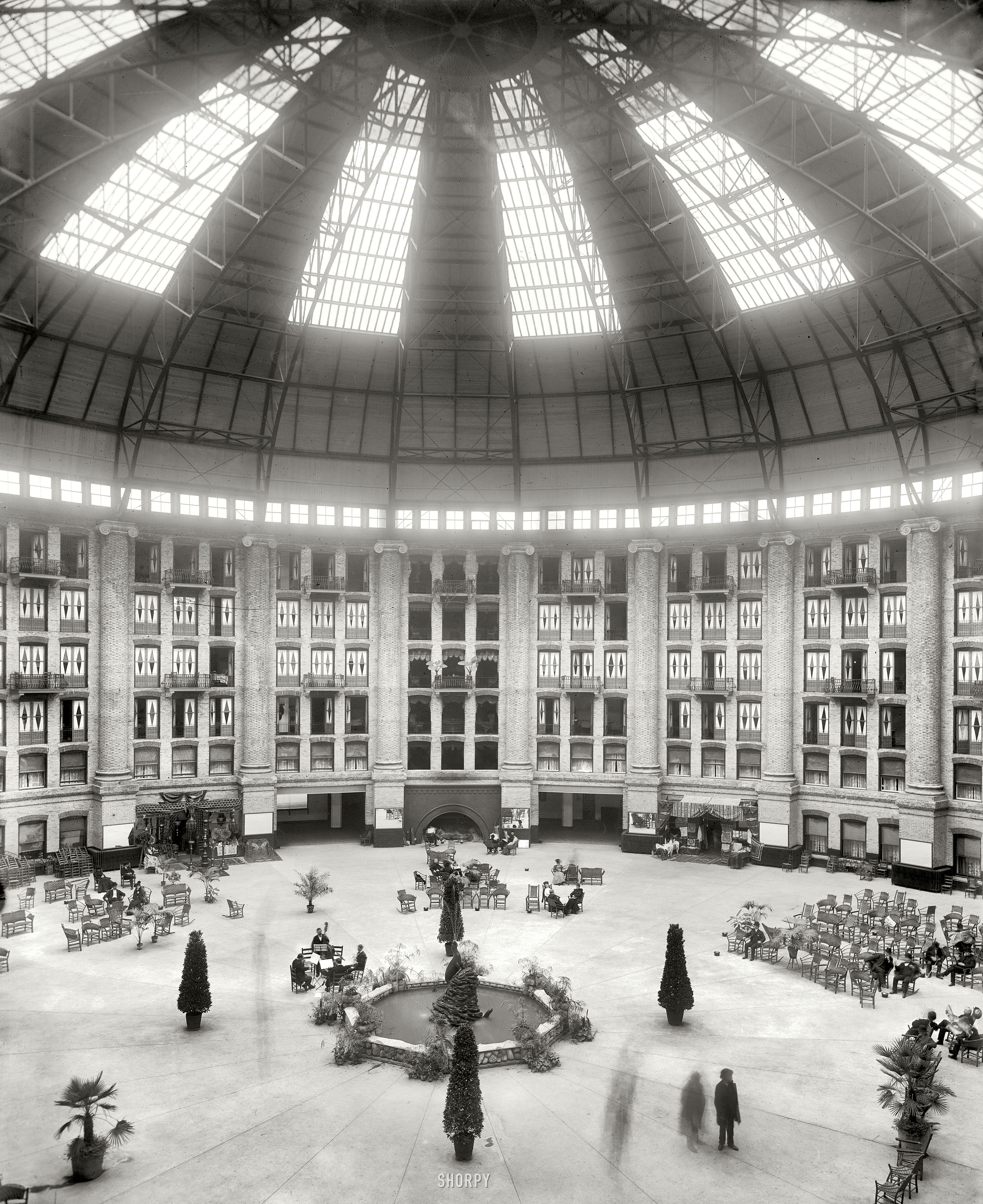 West Baden, Indiana, circa 1903. "The atrium, West Baden Springs Hotel." 8x10 glass negative by William Henry Jackson, Detroit Publishing Co. View full size.