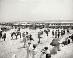 Atlantic City, New Jersey, circa 1910. "The bathing hour." 8x10 inch dry plate glass negative, Detroit Publishing Company. View full size.