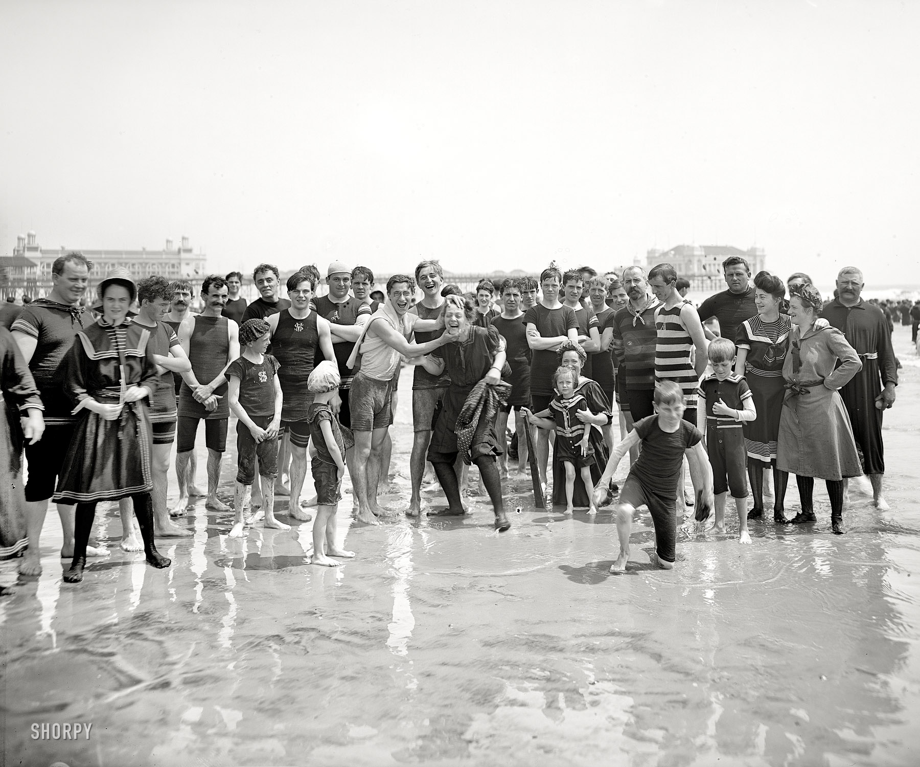 The Jersey Shore circa 1905. "On the beach, Atlantic City." 8x10 inch dry plate glass negative, Detroit Publishing Company. View full size.