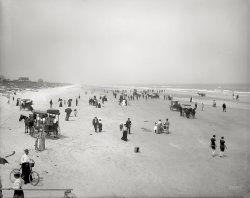 Florida circa 1904. "Daytona Beach at Seabreeze." A setting conducive to various forms of sedate locomotion. Detroit Publishing Company. View full size.