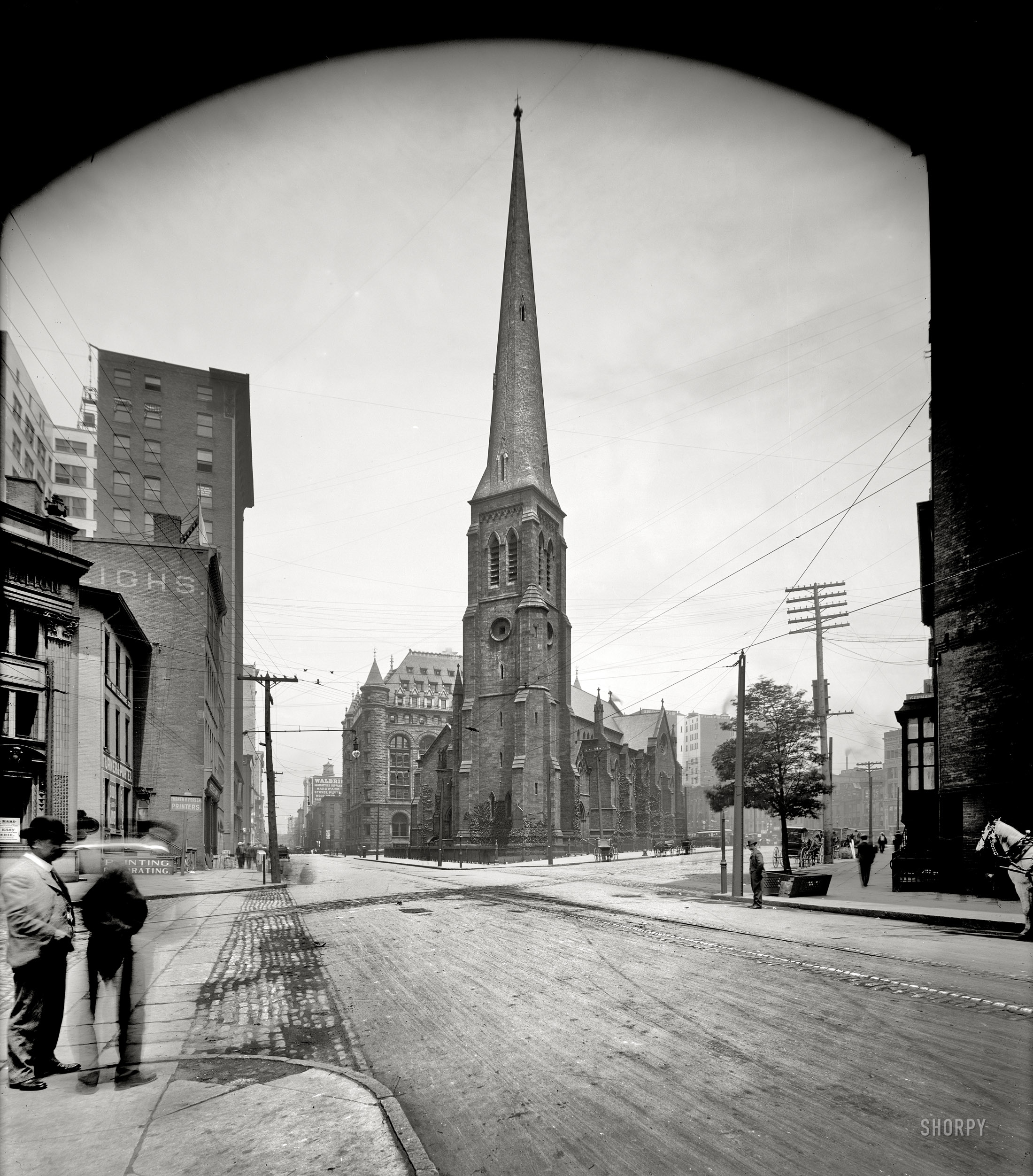 Buffalo, New York, circa 1904. "St. Paul's Cathedral, Episcopal." 8x10 inch dry plate glass negative, Detroit Publishing Company. View full size.