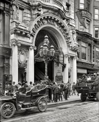 Philadelphia circa 1907. "Entrance to Keith's Theatre." When was the last time you patronized your local vaudeville house? 8x10 glass negative. View full size.
