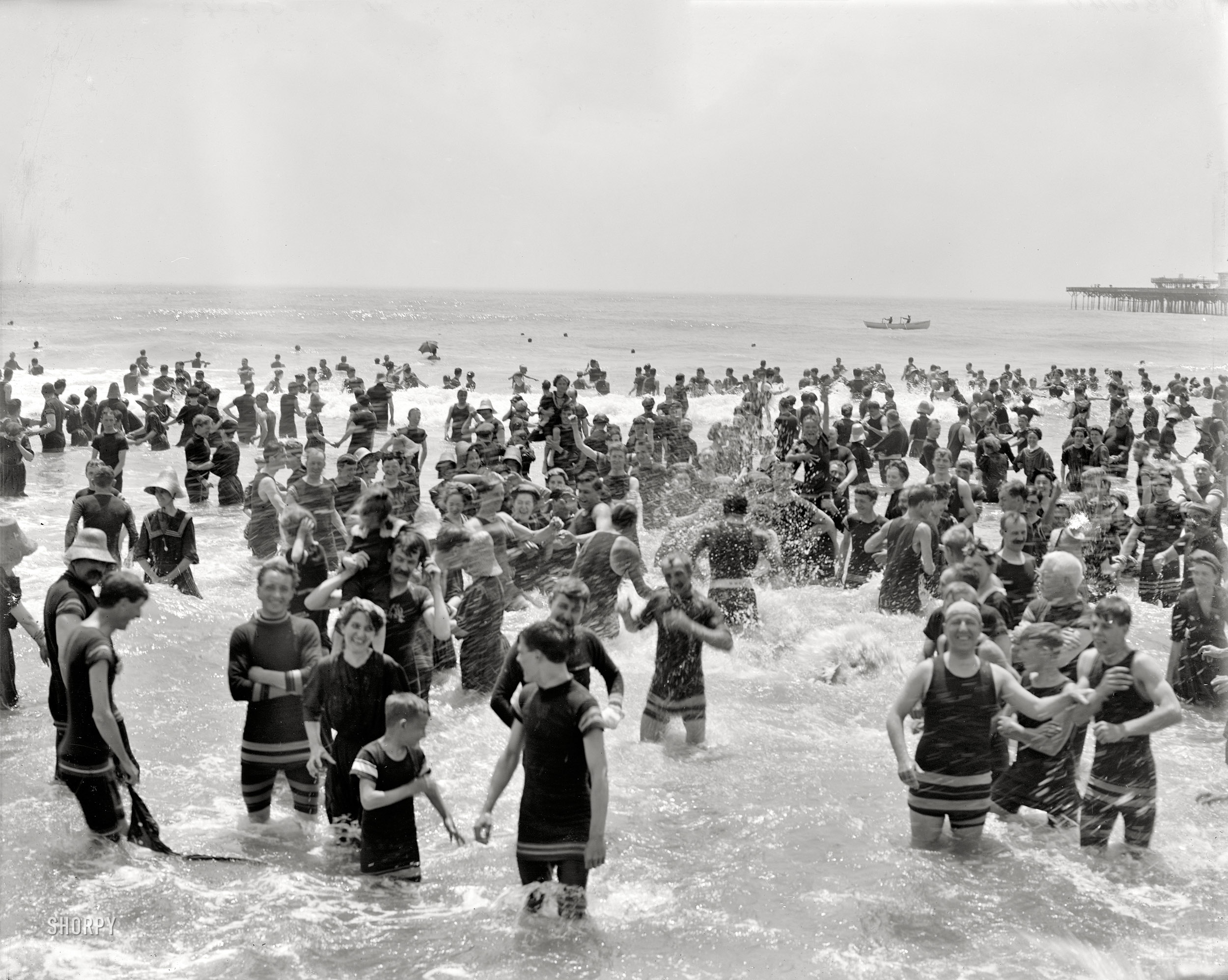 The Jersey Shore circa 1910. "Atlantic City bathers." 8x10 inch dry plate glass negative, Detroit Publishing Company. View full size.