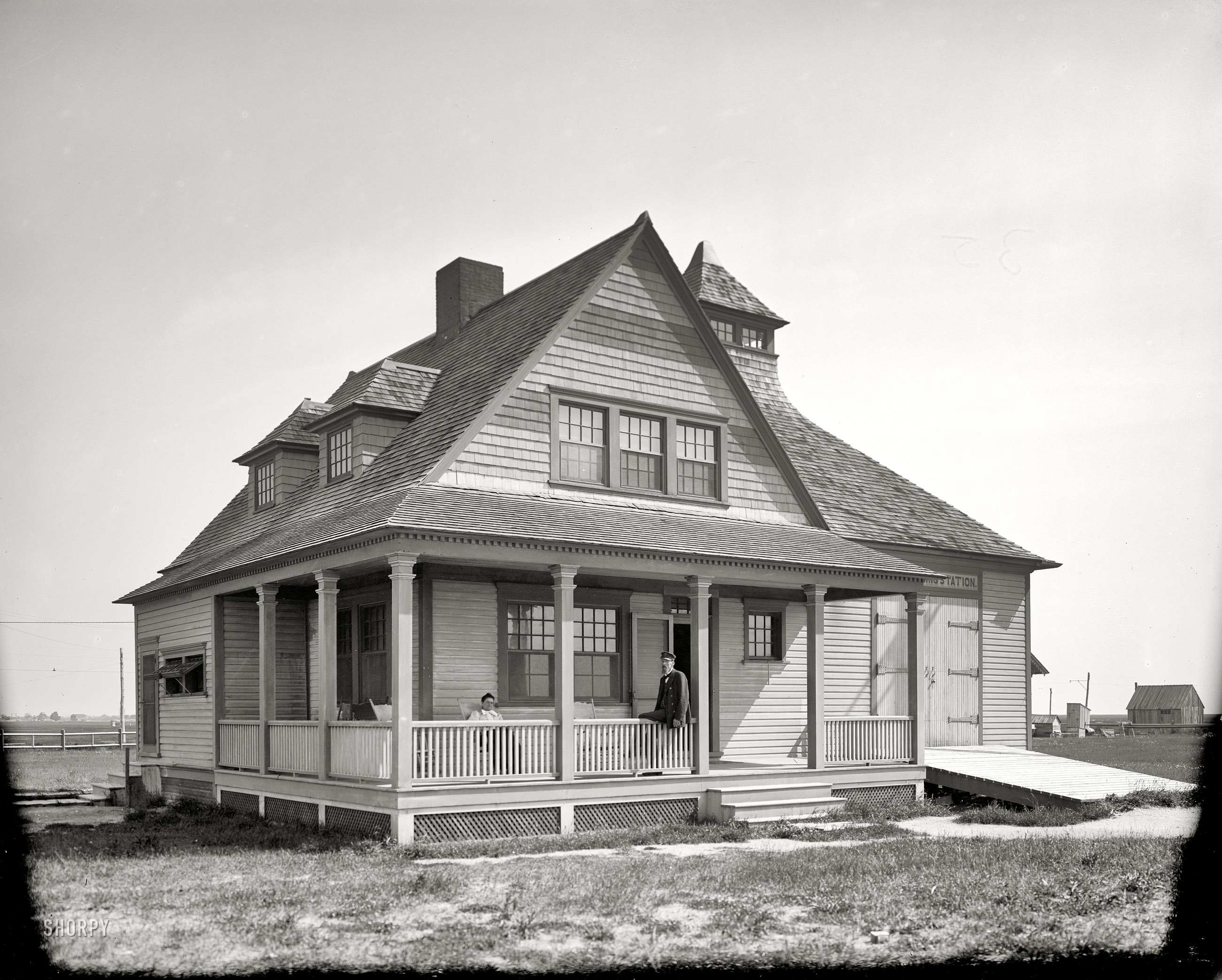 Cape May, New Jersey, circa 1913. "Life saving station at Cape May Point." 8x10 inch dry plate glass negative, Detroit Publishing Company. View full size.