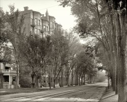 Utica, New York, circa 1910. "Kanatenah Apartments, Upper Genesee Street." 8x10 inch dry plate glass negative, Detroit Publishing Company. View full size.