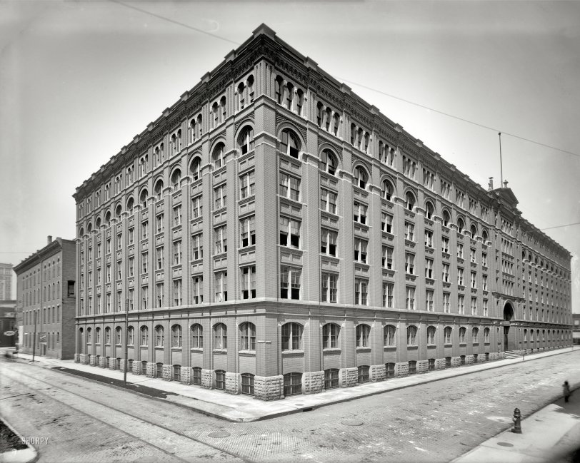 Detroit, Michigan, circa 1900. "D.M. Ferry &amp; Co. seed warehouse." 8x10 inch dry plate glass negative, Detroit Publishing Company. View full size.
