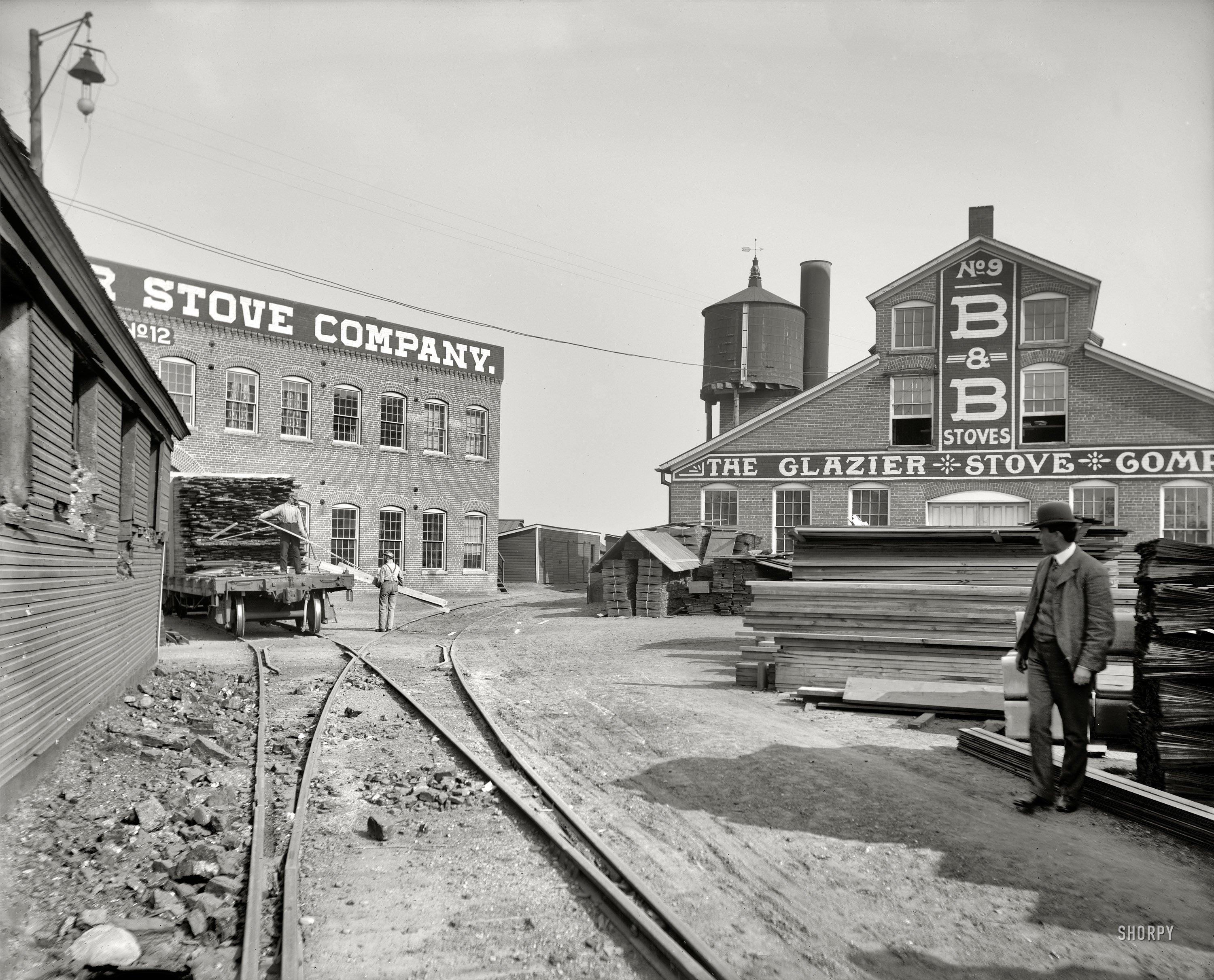 Chelsea, Michigan, circa 1901. "Glazier Stove Co., view in yard." It's been ages since we checked in at the stove works. Detroit Publishing Co. View full size.